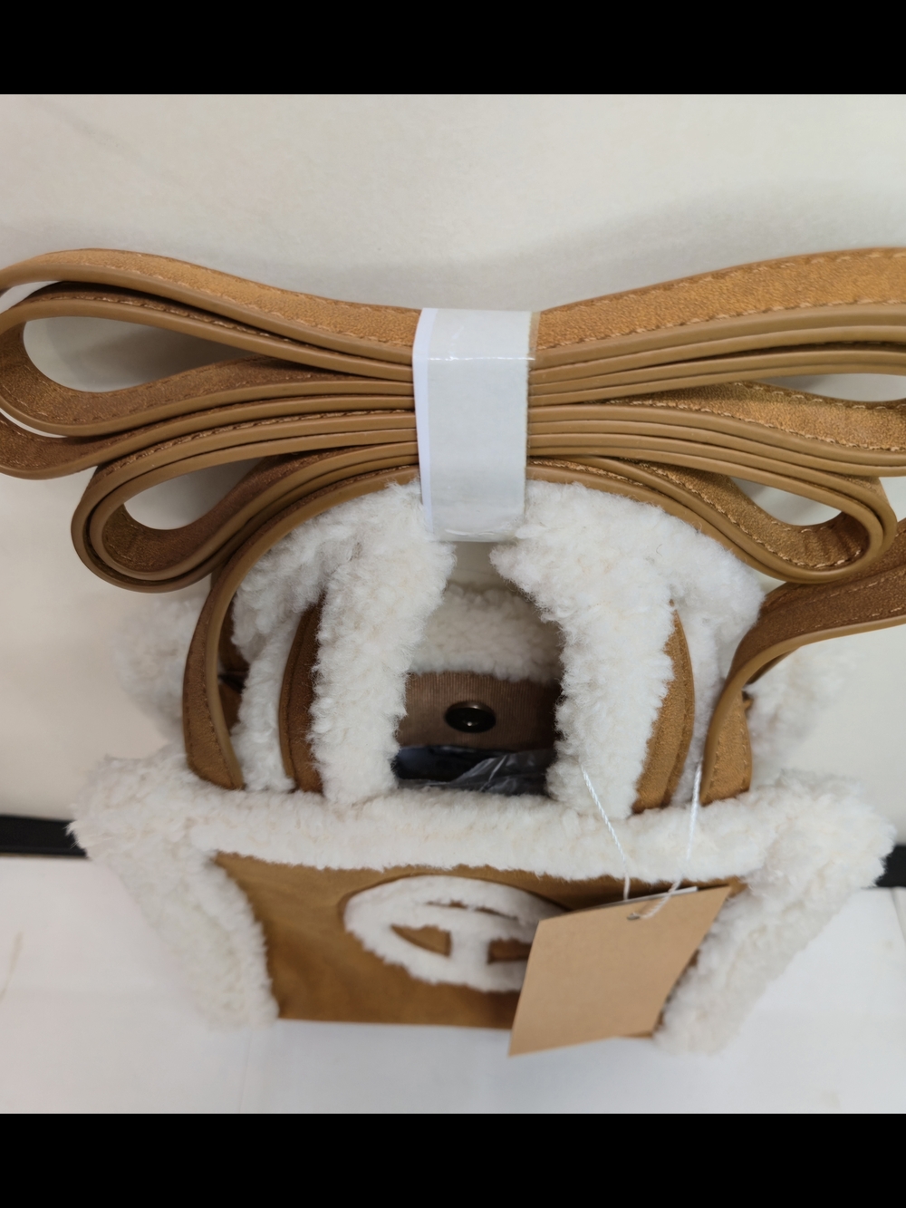 UGG Tan Mini Tote with White Faux-Shearling Trim - Picture 6 of 7